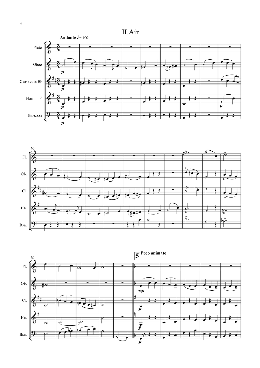 Holst: Brook Green Suite (Complete): 3 mvts. I. Prelude II. Air III. Dance - wind quintet Woodwind Quintet scores gallery preview page 4