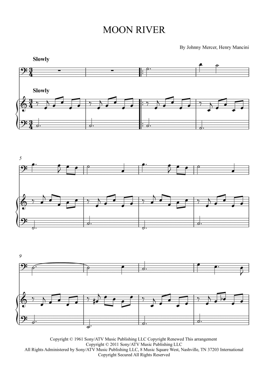 Moon River Easy Piano scores gallery preview page 1