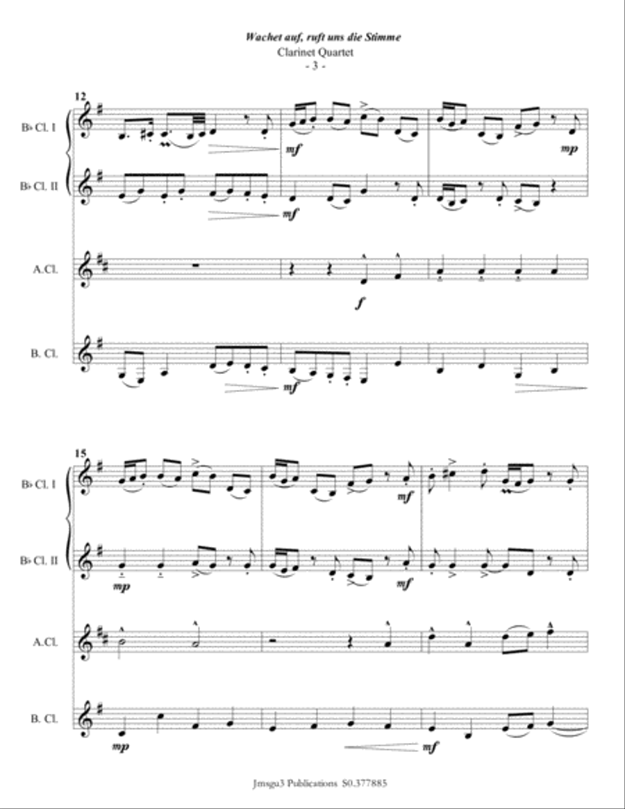Bach: Wachet auf for Clarinet Quartet Clarinet Quartet scores gallery preview page 4