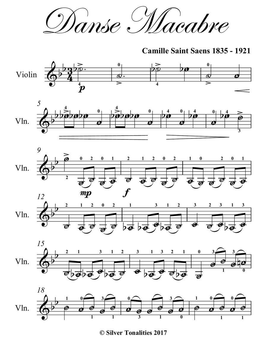 Danse Macabre Easy Violin Sheet Music Violin Solo scores gallery preview page 2