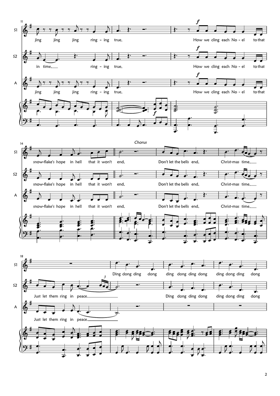 Christmas Time (don't Let The Bells End) SSA scores gallery preview page 2