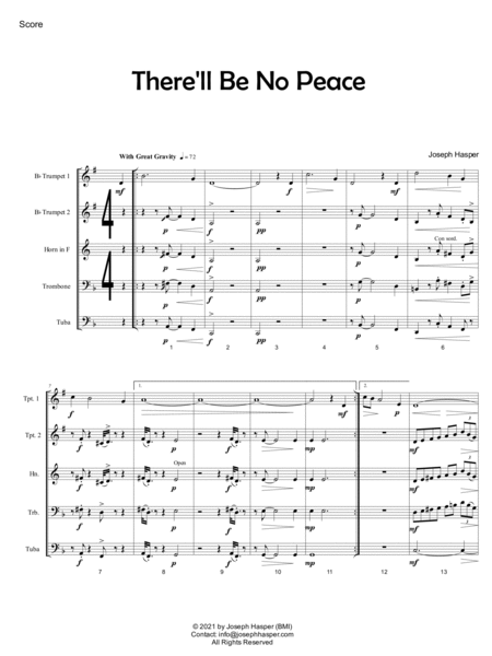 There'll Be No Peace (Brass Quintet) image number null