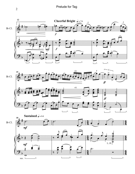 PRELUDE FOR TAG for Bb Clarinet and Piano image number null