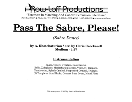 Pass The Sabre, Please! w/Tutor Tracks