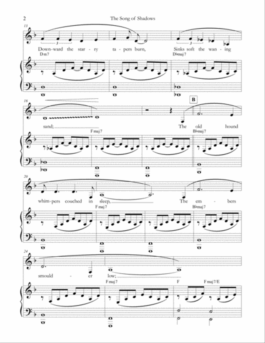 The Song of Shadows - An Original Song Setting of Walter de la Mare's Poetry for VOICE and PIANO: Ke Voice Solo scores gallery preview page 5