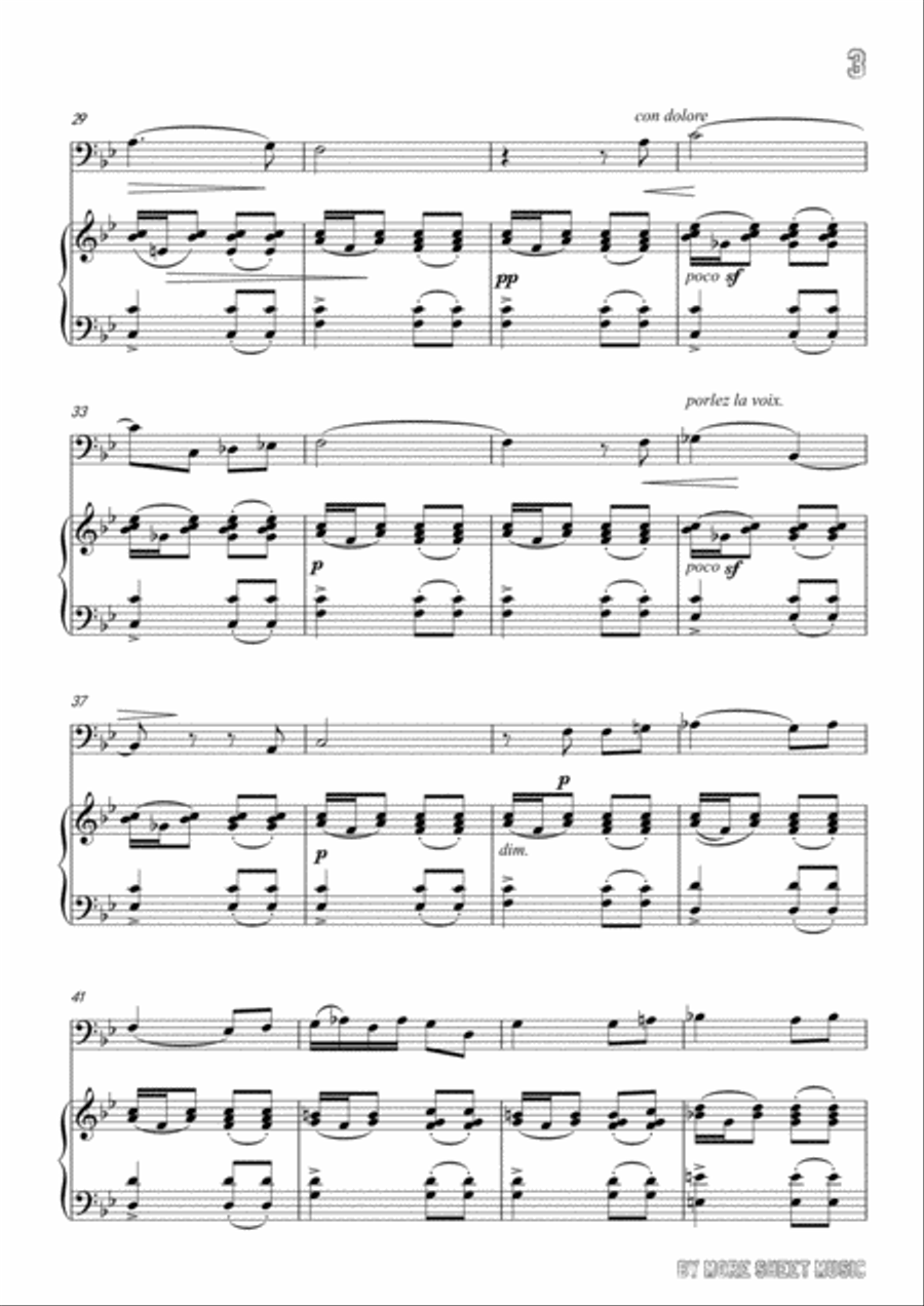 Bizet-Adieux de l'hôtesse arabe,for Cello and Piano Voice scores gallery preview page 5