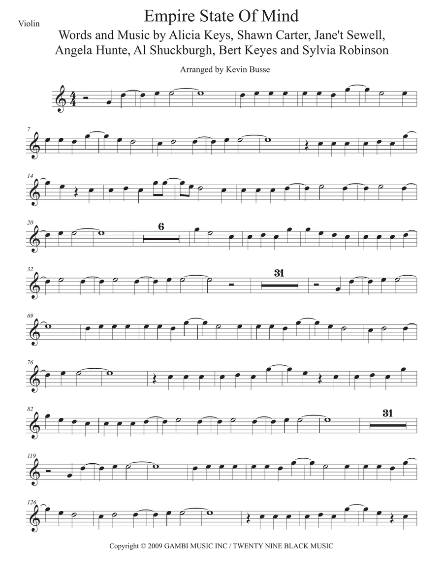Empire State Of Mind Empire State Of Mind Violin Solo scores gallery preview page 1