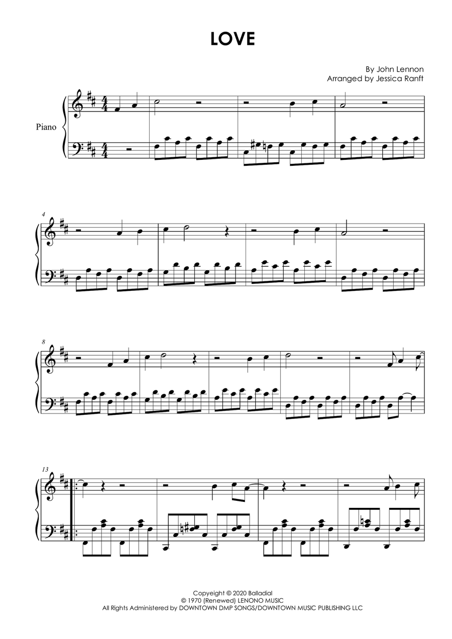 Love Piano Solo scores gallery preview page 2