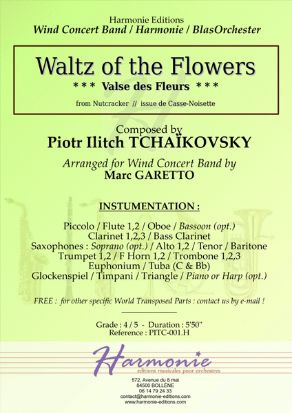 Waltz of the Flowers for CONCERT BAND - from Nutcracker - TCHAIKOVSKY image number null