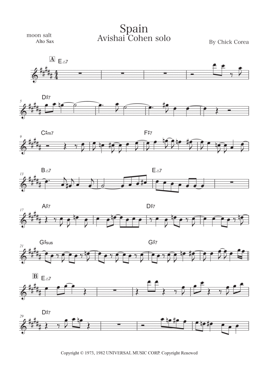Spain Alto Saxophone scores gallery preview page 1