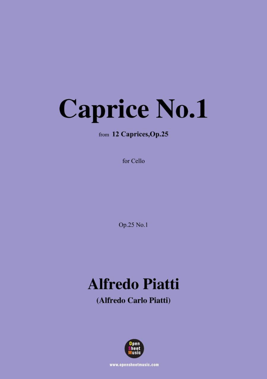 Alfredo Piatti-Caprice No.1,Op.25 No.1,from '12 Caprices,Op.25',for Solo Cello Cello Solo scores gallery preview page 1