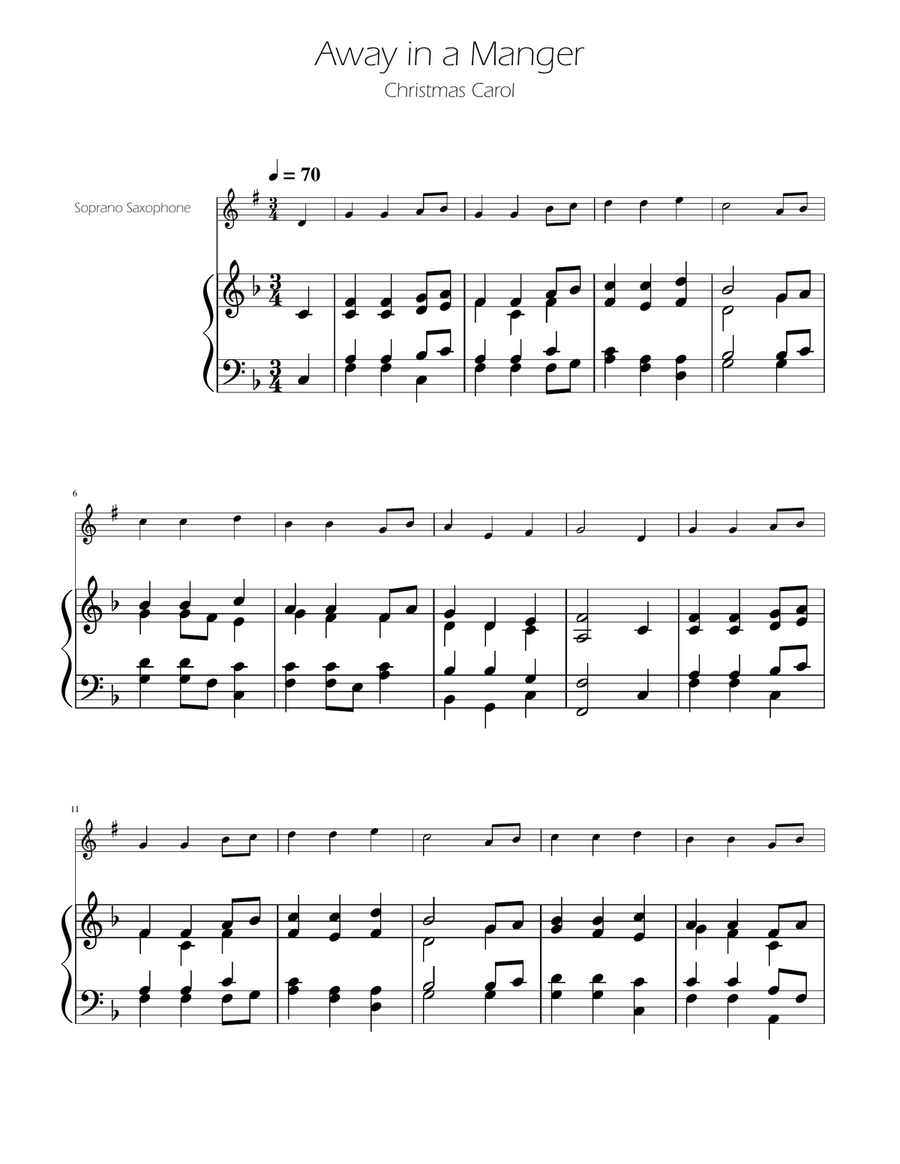 Away in a Manger - Soprano Sax Solo w/ Piano