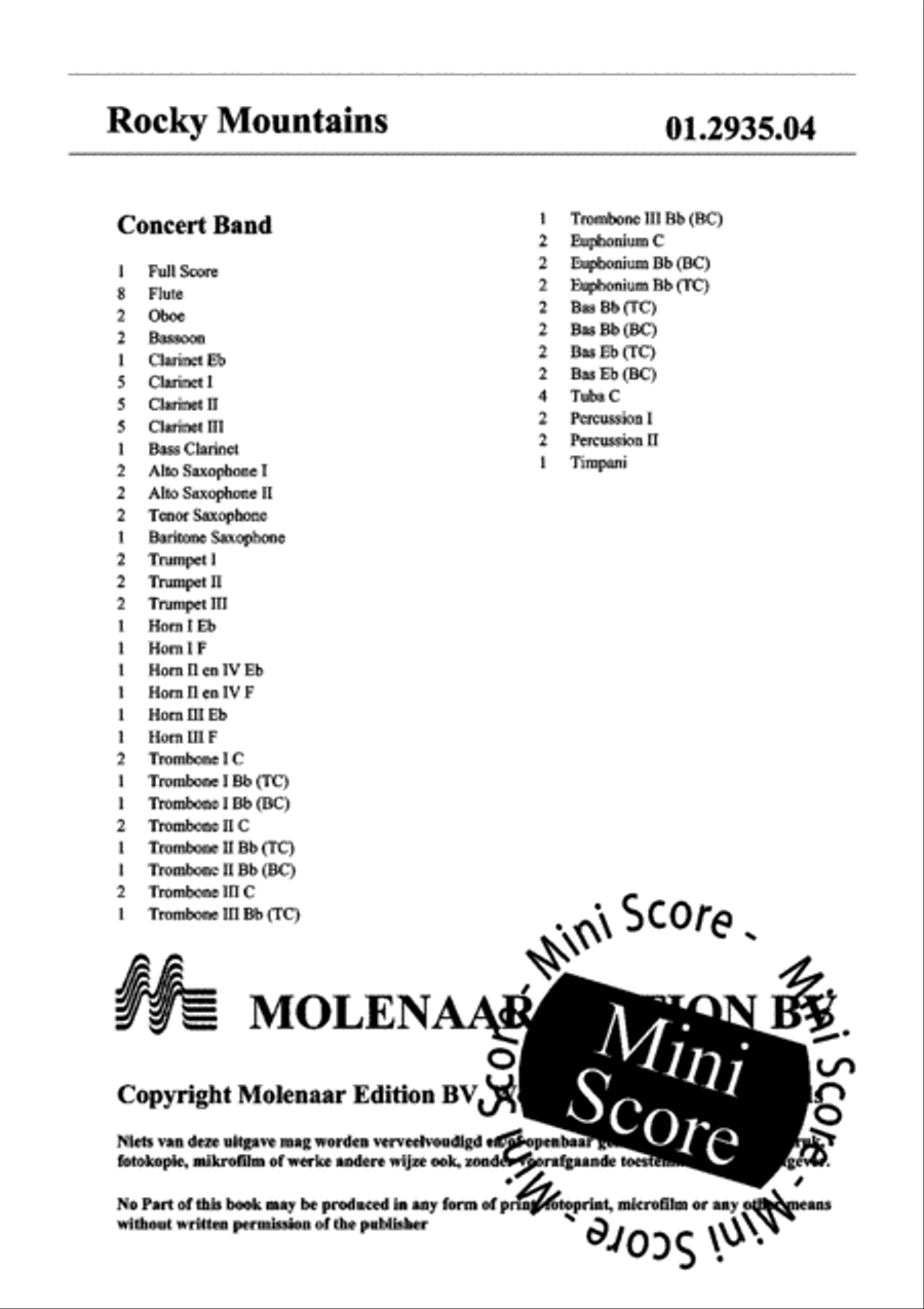 Rocky Mountains Rocky Mountains Concert Band scores gallery preview page 4