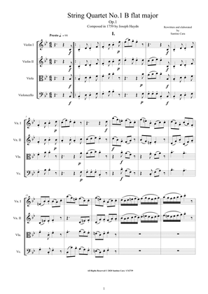Haydn - String Quartet No.1 in B flat major Op.1 - Complete Score and Parts