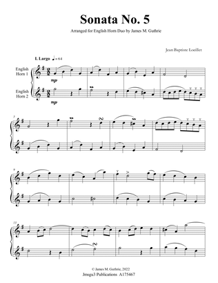 Loeillet: Sonata No. 5 for English Horn Duo