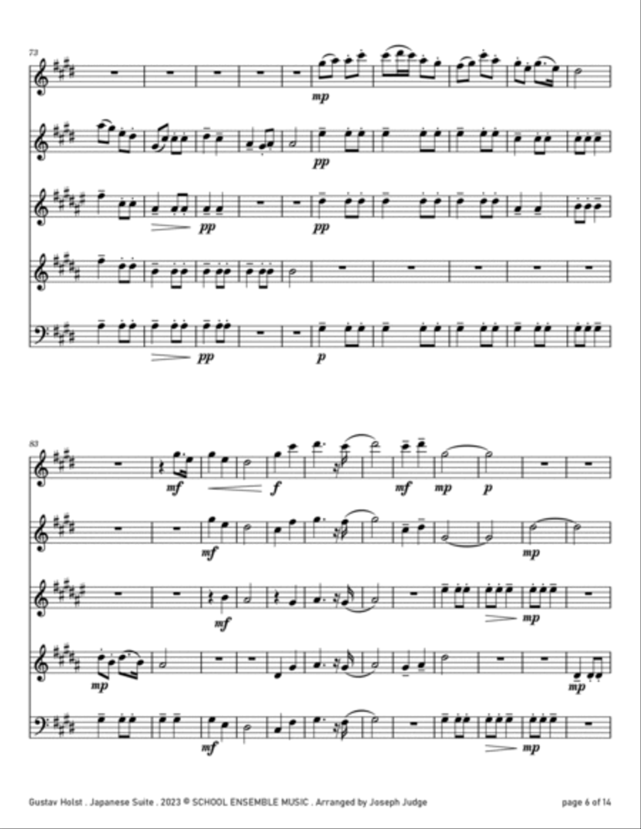 Japanese Suite by Holst for Woodwind Quintet in Schools Woodwind Quintet scores gallery preview page 6