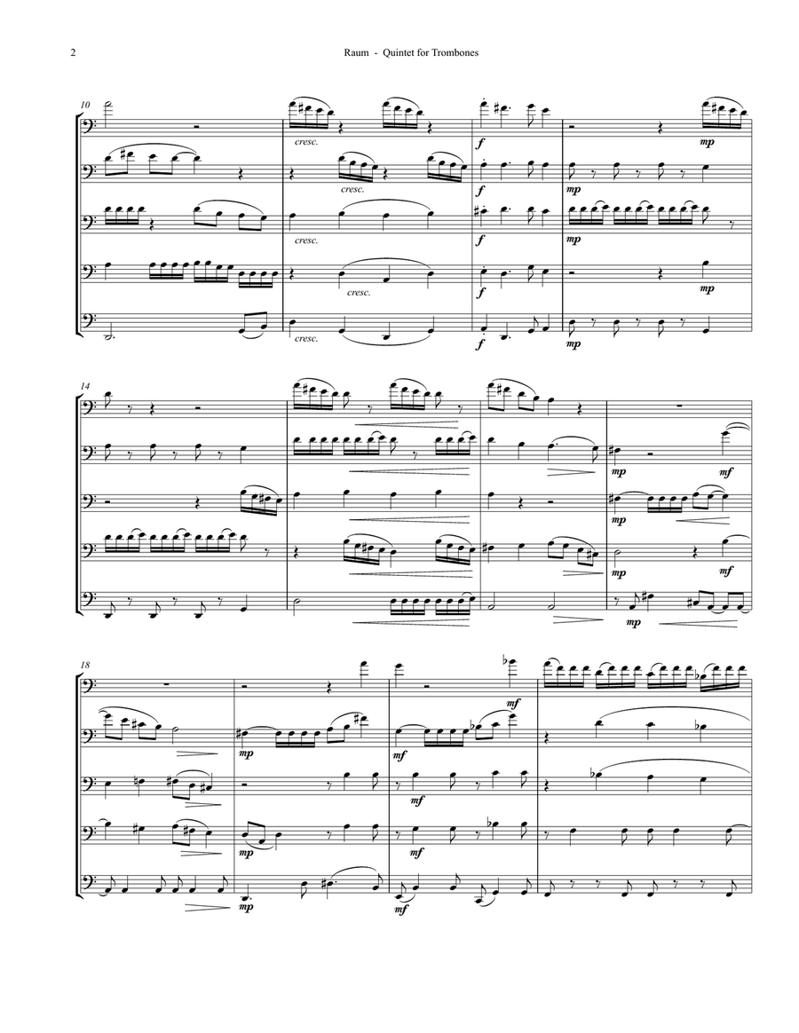 Quintet for Trombones Brass Ensemble scores gallery preview page 2