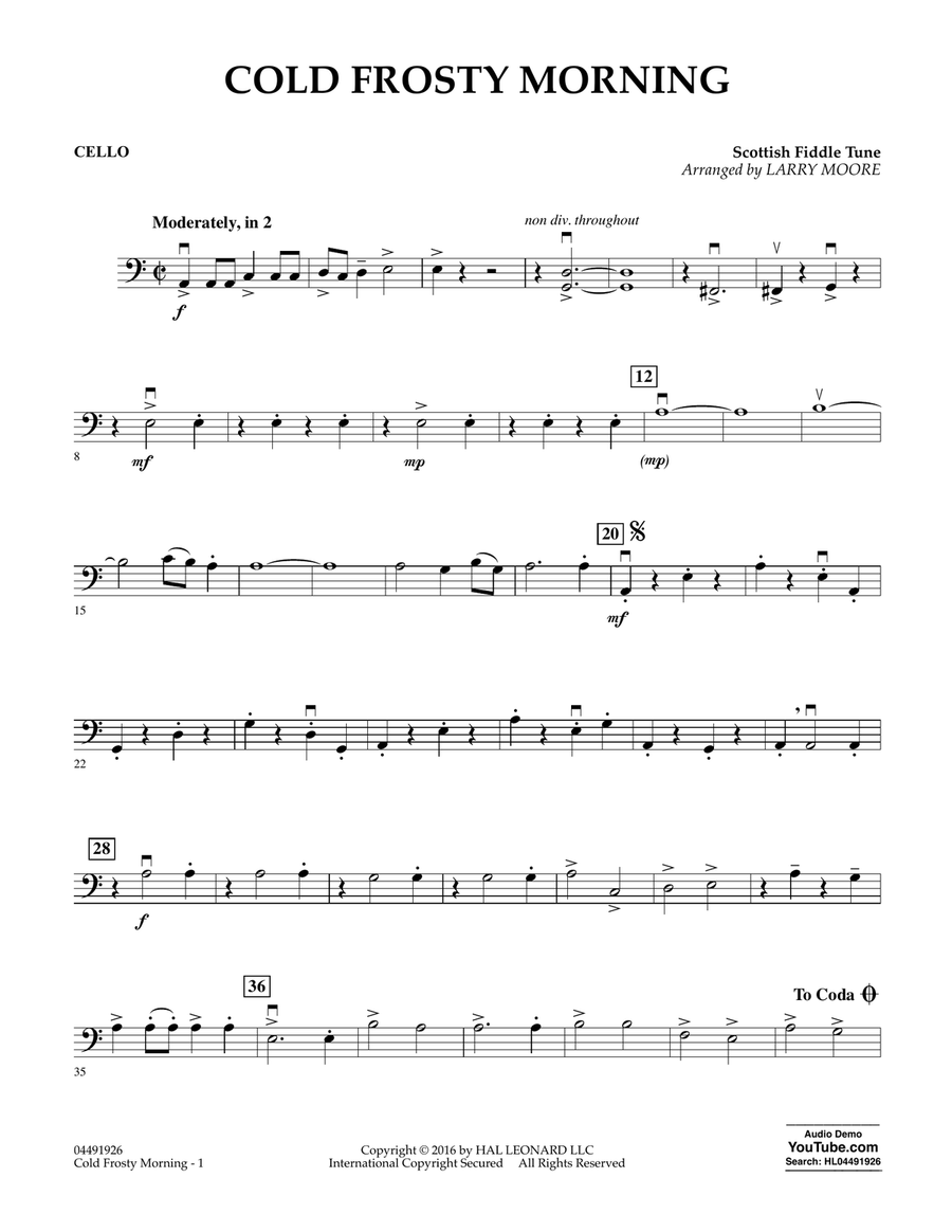 Cold Frosty Morning - Cello Cello scores gallery preview page 1
