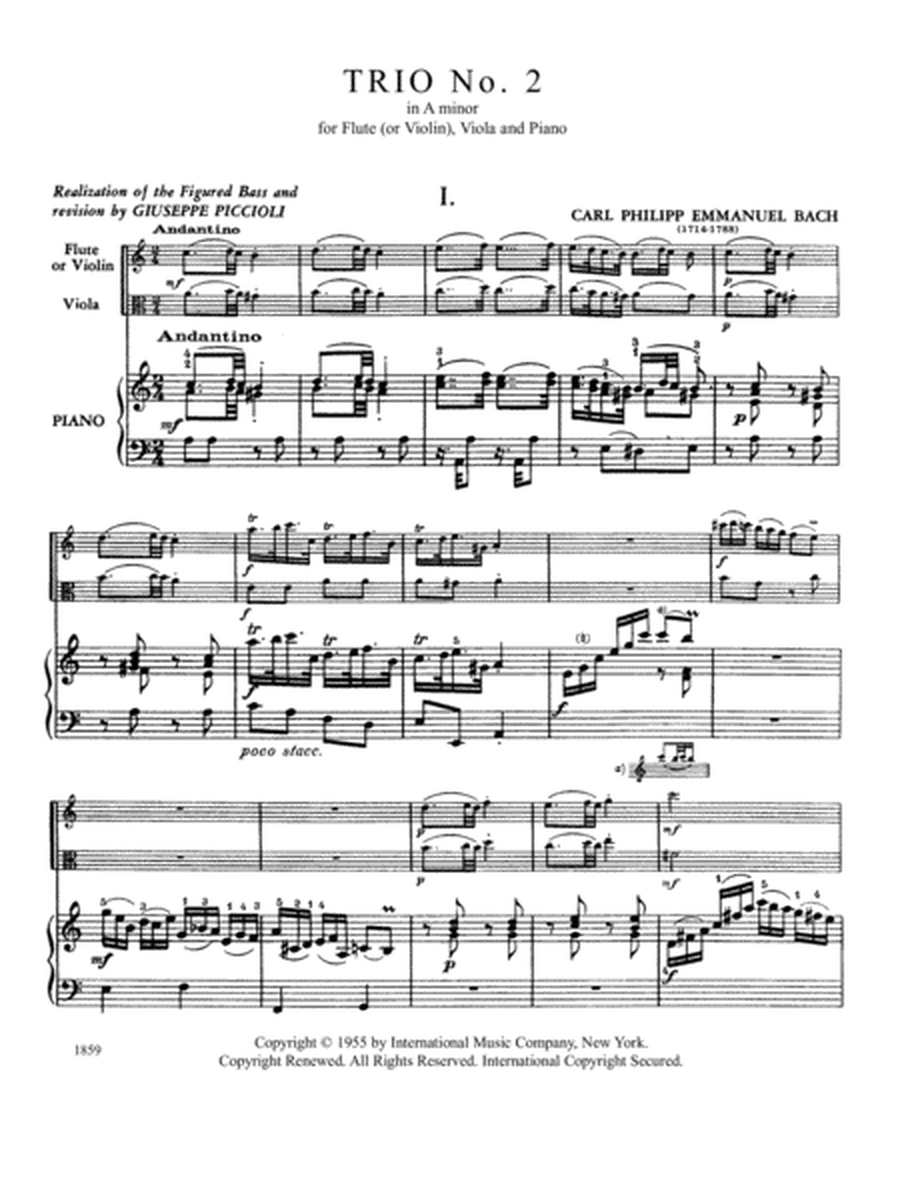Trio No. 2 in A minor for Flute, Clarinet & Piano or Flute (Violin), Viola & Piano