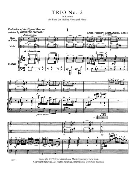 Trio No. 2 in A minor for Flute, Clarinet & Piano or Flute (Violin), Viola & Piano