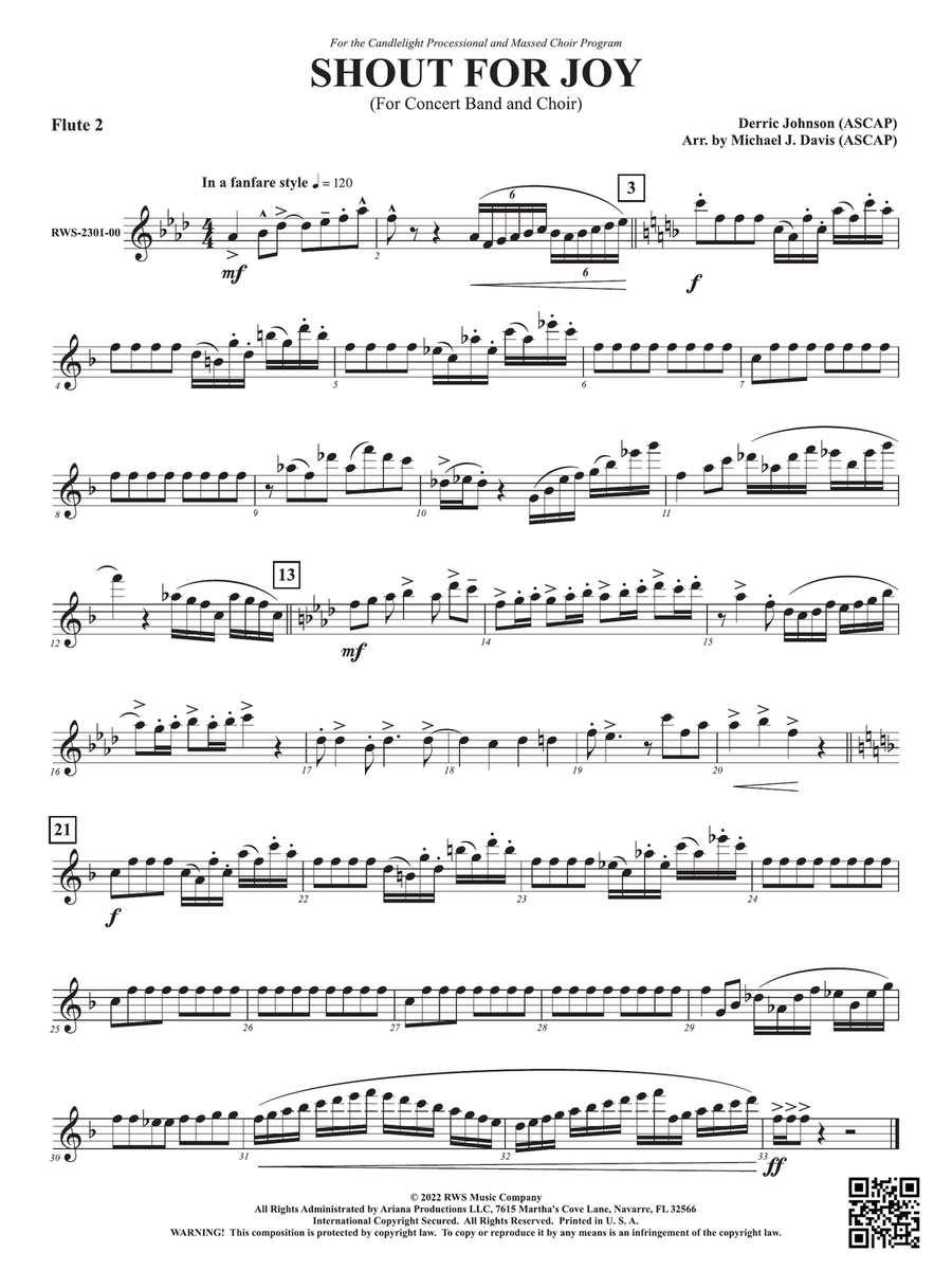 Shout for Joy - For Concert Band and Choir: 2nd Flute