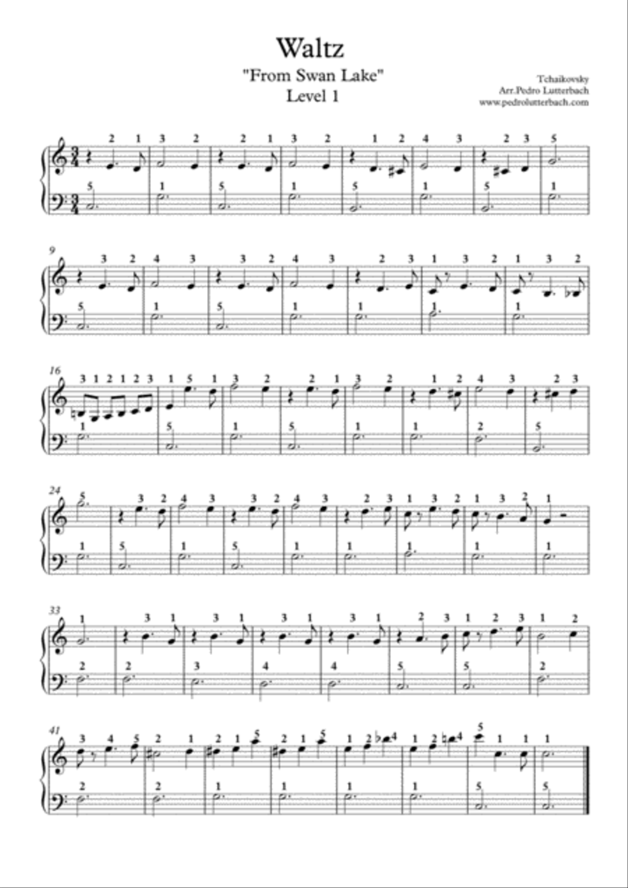 Swan Lake's Waltz Swan Lake's Waltz Easy Piano scores gallery preview page 1