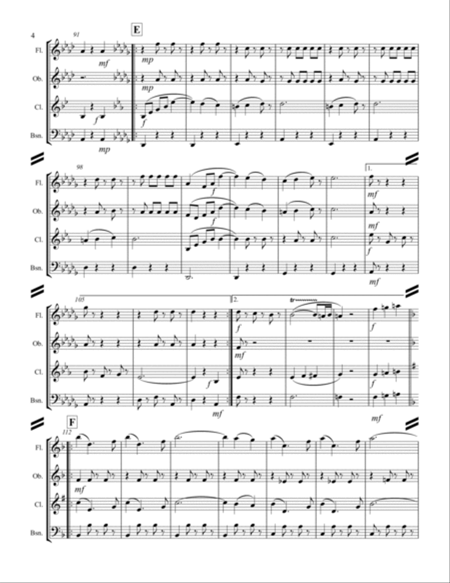 The Blue Danube (for Woodwind Quartet) Woodwind Quartet scores gallery preview page 5
