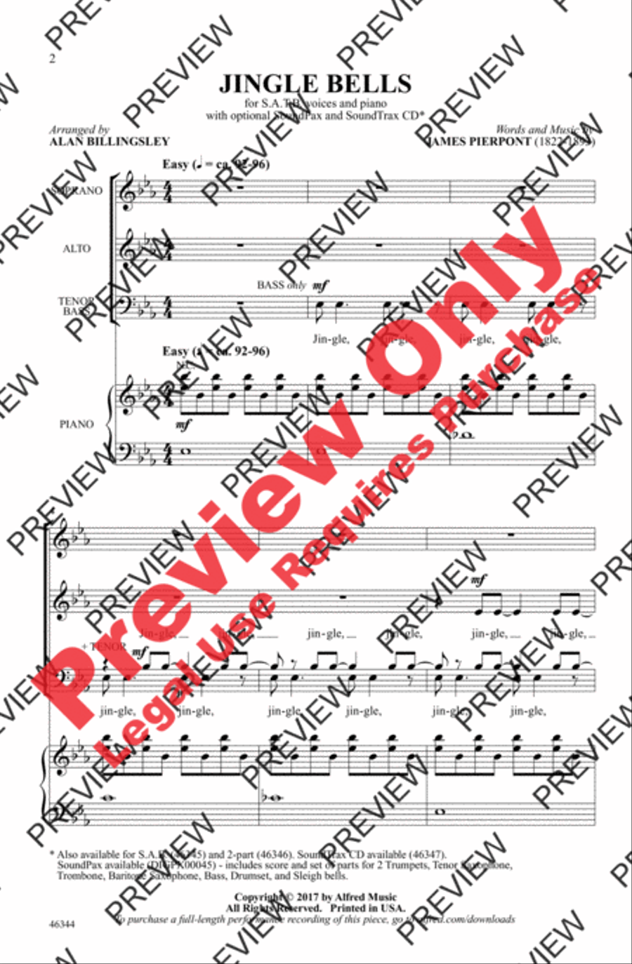 Jingle Bells Jingle Bells 4-Part scores gallery preview page 2