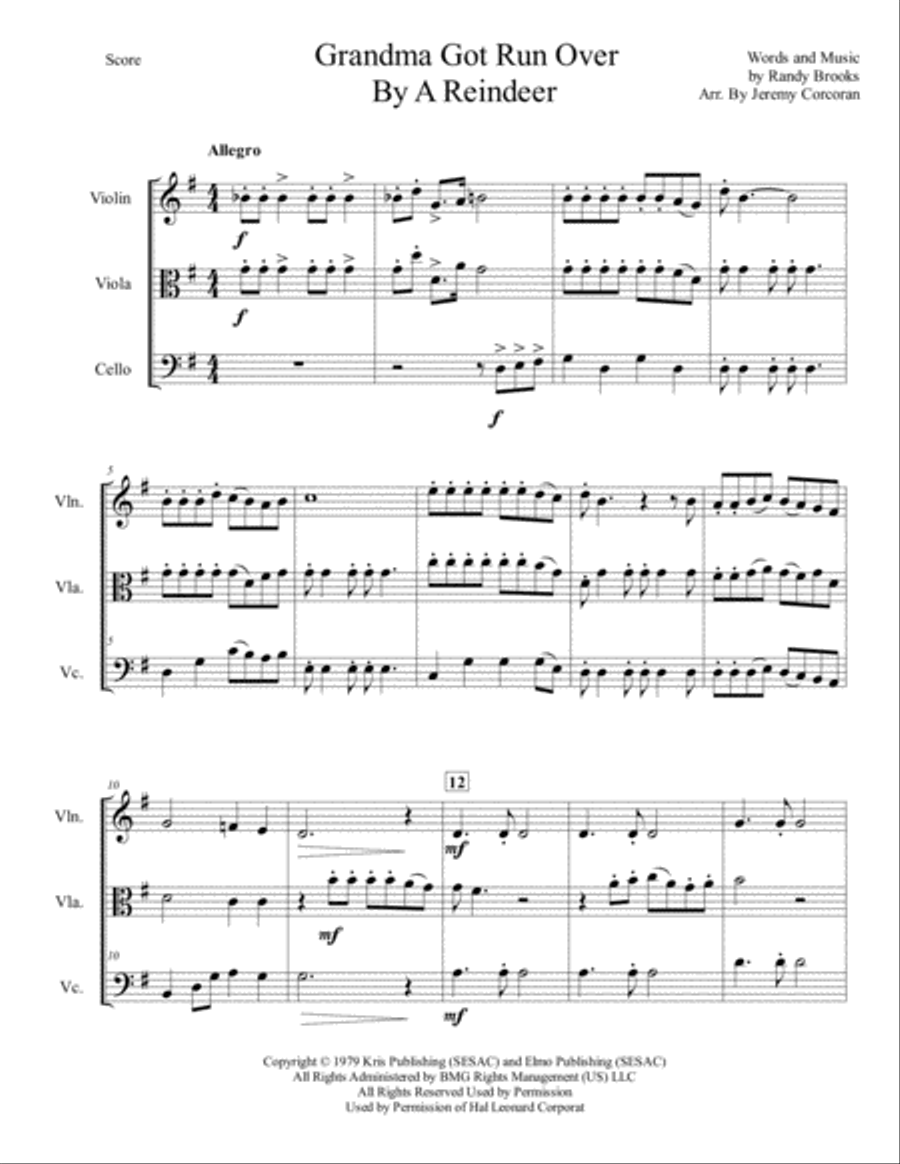Grandma Got Run Over By A Reindeer String Trio scores gallery preview page 2