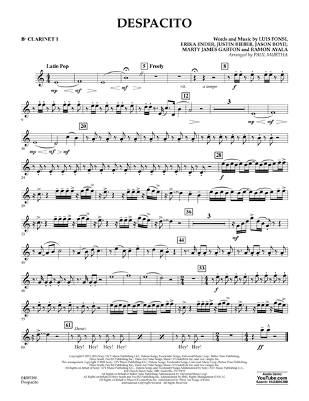 Despacito (arr. Paul Murtha) - Bb Clarinet 1