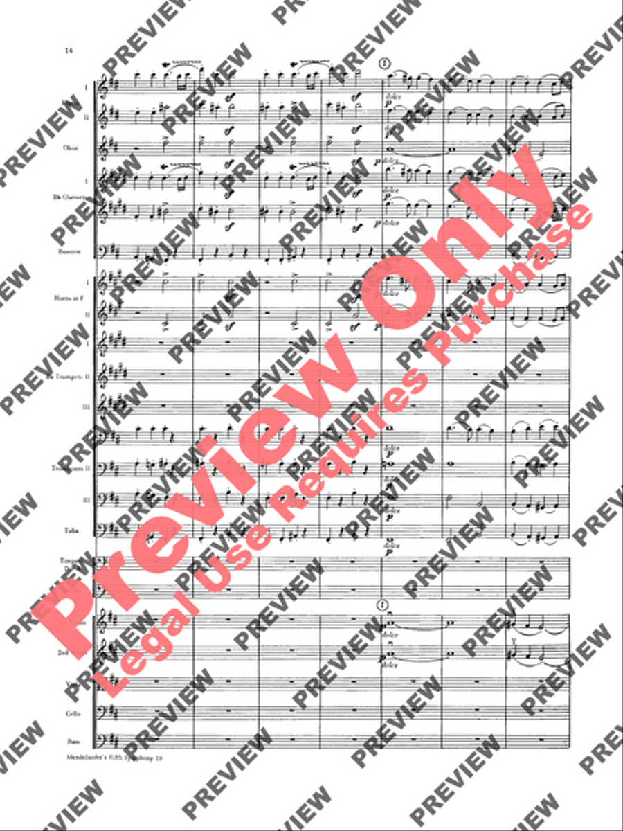 Mendelssohn's 5th Symphony Reformation, 4th Movement Full Orchestra scores gallery preview page 15