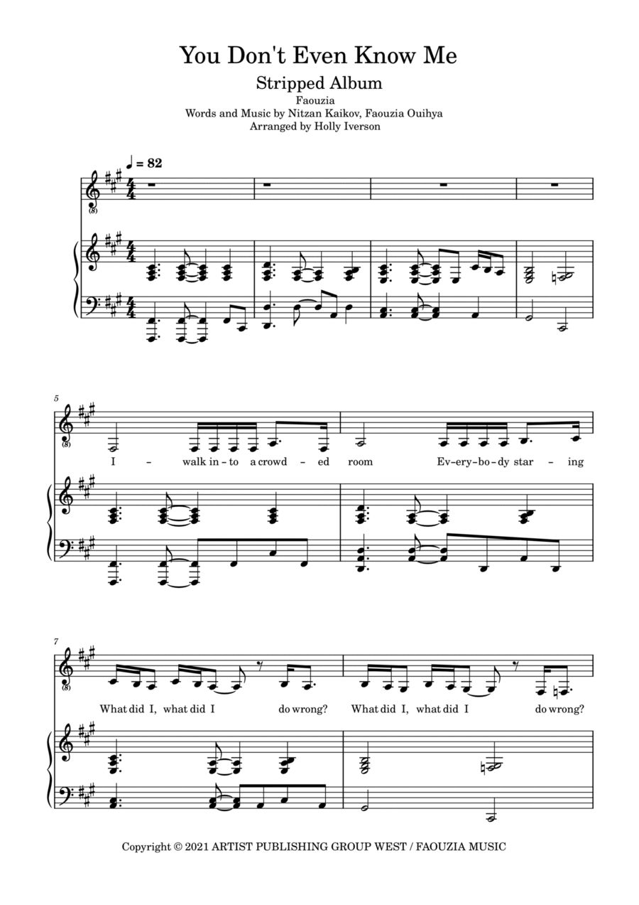 You Don't Even Know Me Voice scores gallery preview page 1