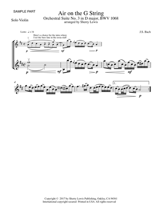 AIR ON THE G STRING for Solo Violin, Intermediate Level