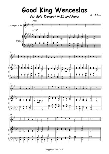 Good King Wenceslas for Trumpet in Bb and Piano image number null