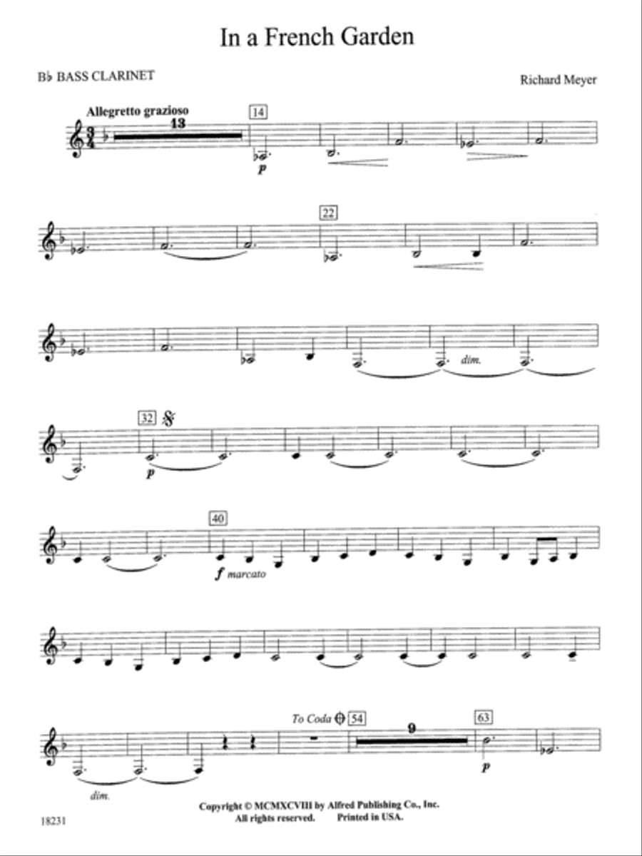 In a French Garden: B-flat Bass Clarinet Concert Band scores gallery preview page 1