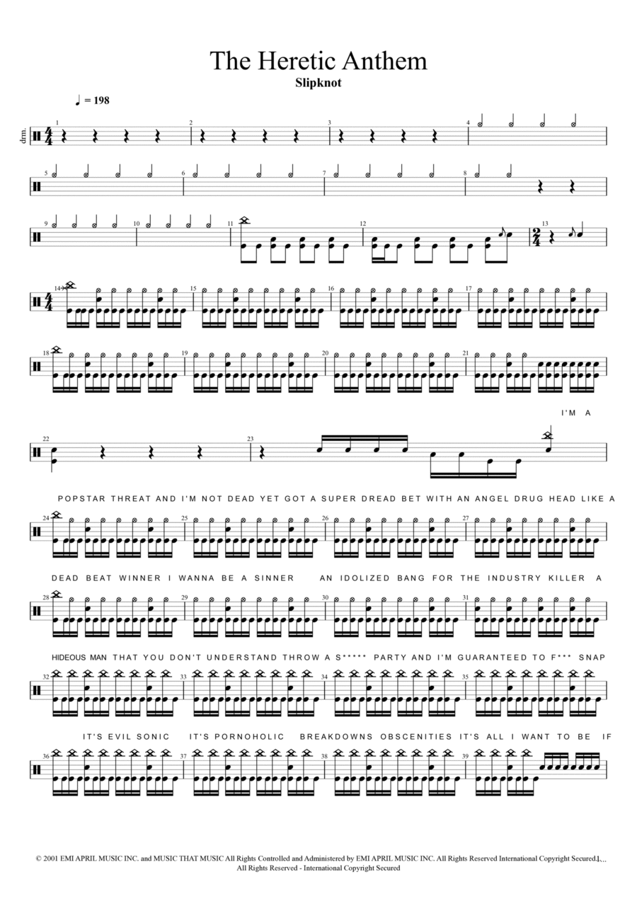 The Heretic Anthem Drum Set scores gallery preview page 1