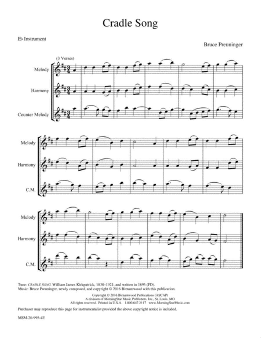 Cradle Song Piano and Keyboard scores gallery preview page 3