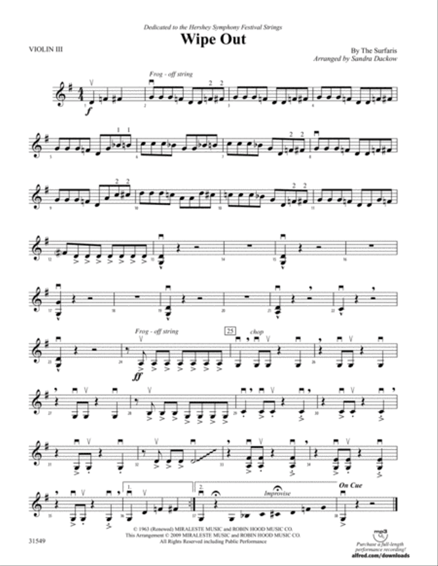Wipe Out: 3rd Violin (Viola [TC]) Full Orchestra scores gallery preview page 1