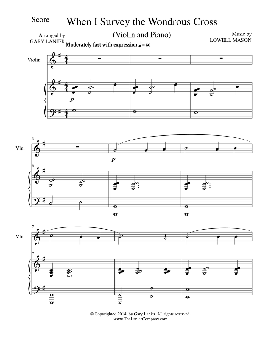 WHEN I SURVEY THE WONDROUS CROSS (Violin/Piano and Violin Part) Violin Solo scores gallery preview page 1