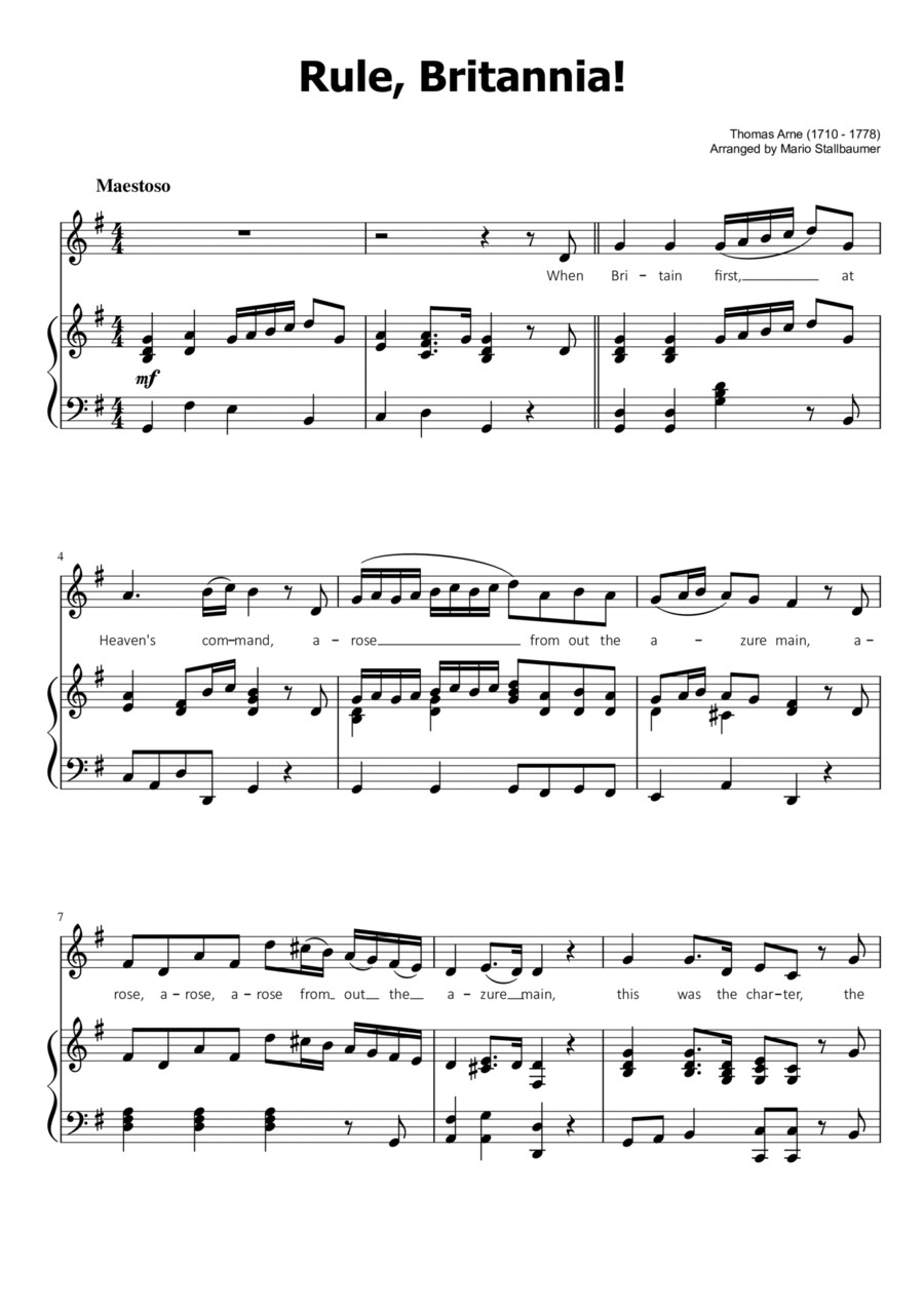 Rule, Britannia! Voice scores gallery preview page 1