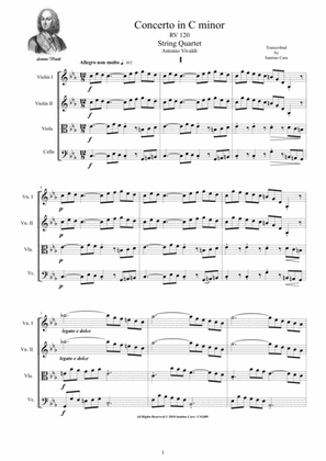Book cover for Vivaldi - Concerto in C minor RV 120 for String Quartet