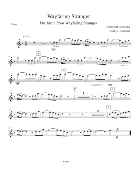 Wayfaring Stranger for Woodwind Duo, Guitar and Bass image number null