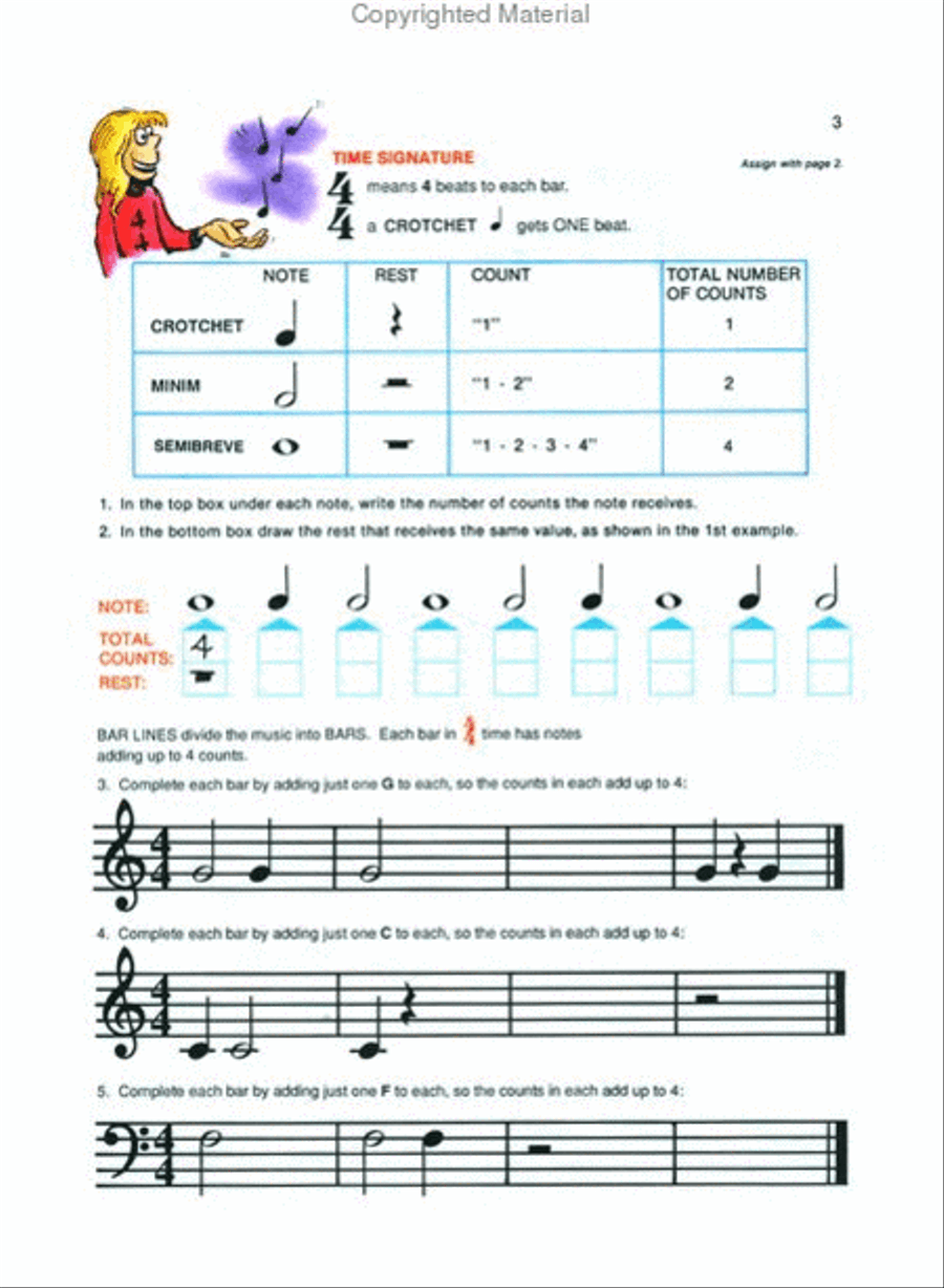 Alfred's Basic Piano Course Theory, Level 1B Piano Method scores gallery preview page 3