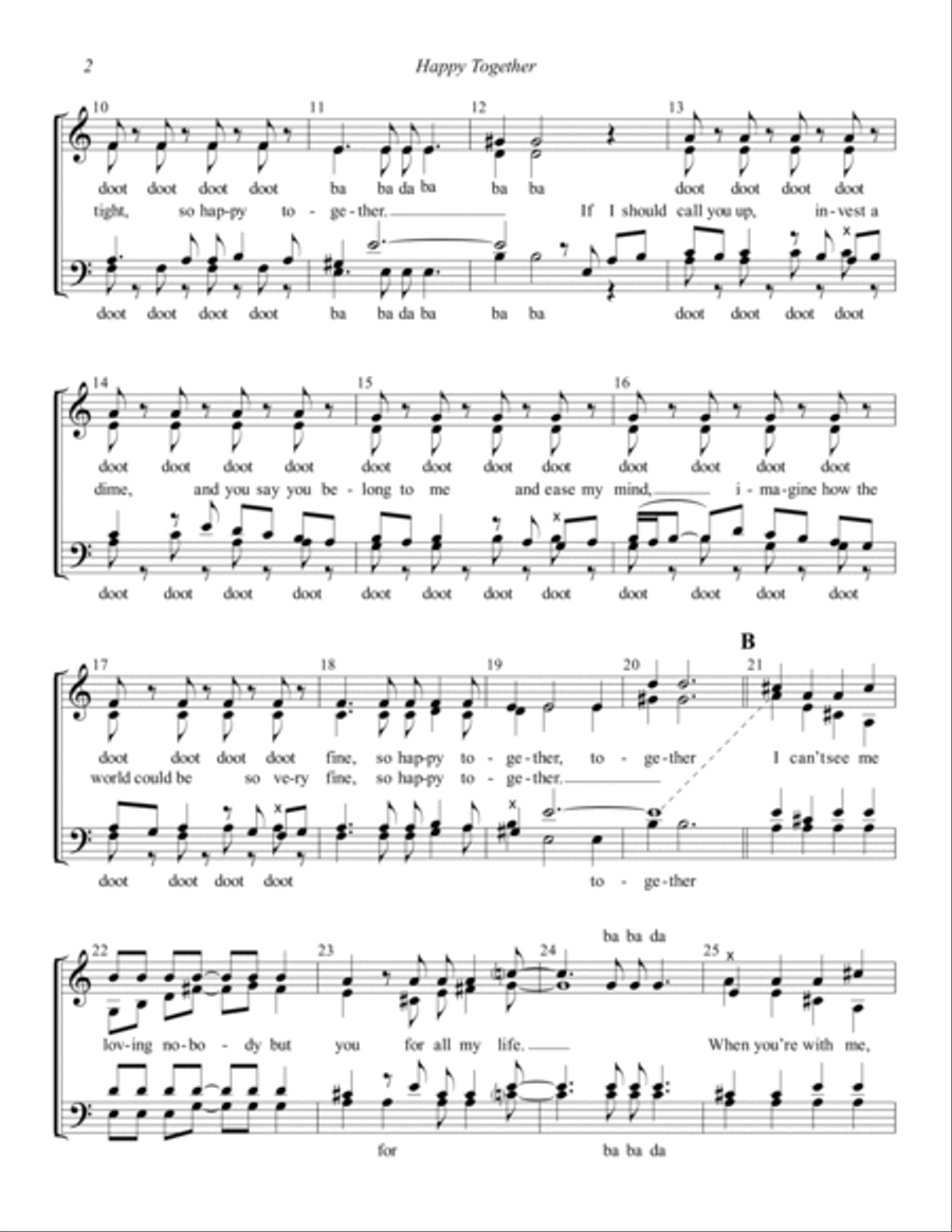 Happy Together (arr. Liz Garnett) 4-Part scores gallery preview page 2