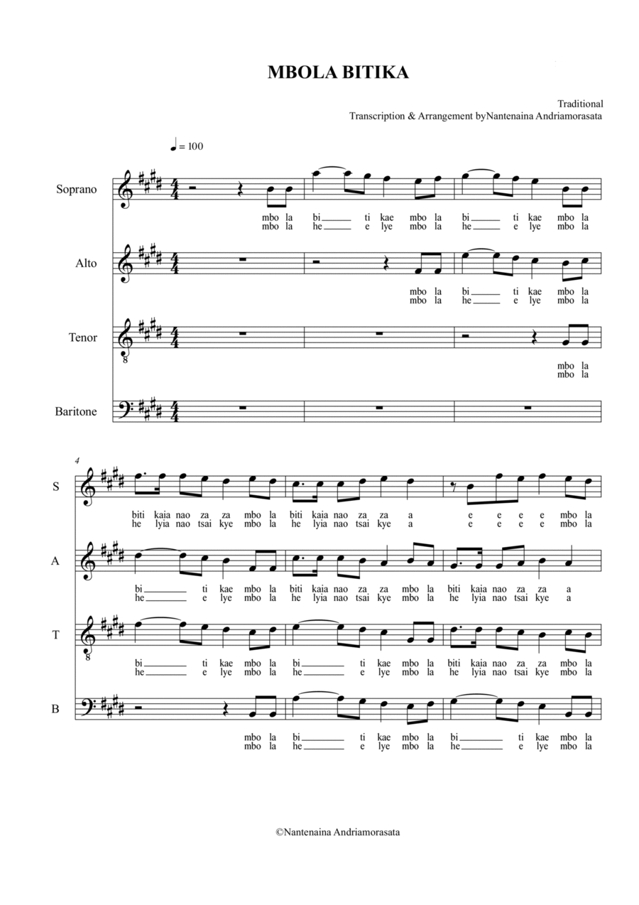 MBOLA BITIKA 4-Part scores gallery preview page 1
