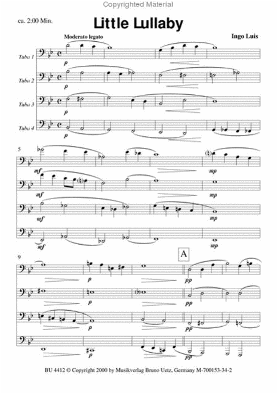 Little Lullaby Little Lullaby Tuba Quartet scores gallery preview page 2