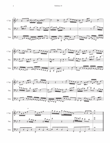 Sinfonia 14, J. S. Bach, adapted for C trumpet, Trombone, and Tuba image number null