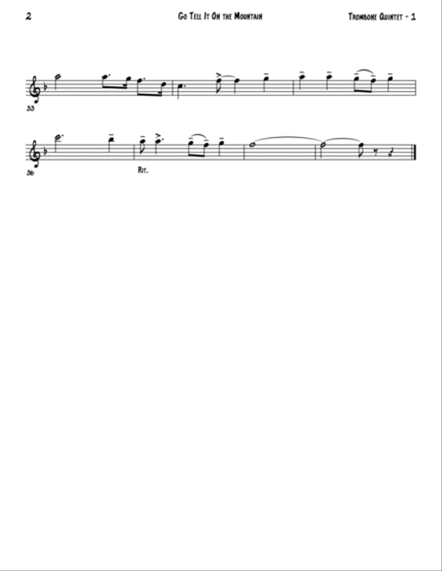 Go Tell It On the Mountain (Trombone Quintet or Choir) Choir scores gallery preview page 6