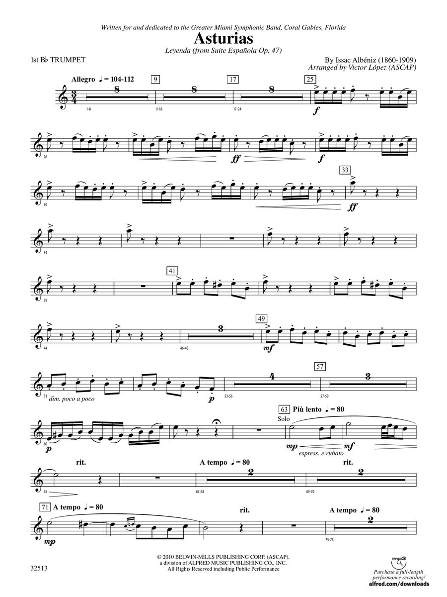 Asturias: 1st B-flat Trumpet