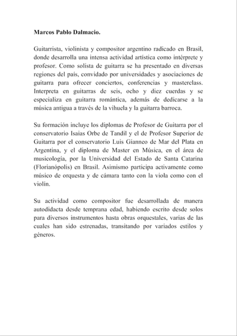 Tres Piezas Liricas para guitarra Opus 1 (Spanish Edition) Classical Guitar scores gallery preview page 2